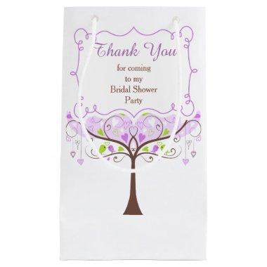 Purple & Green Floral Bird Bridal Shower Thank You Small Gift Bag