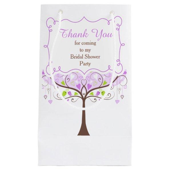 Purple & Green Floral Bird  Thank You Small Gift Bag
