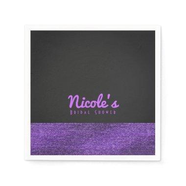 Purple Grey Modern Glam Sequins Elegant Chic Paper Napkins