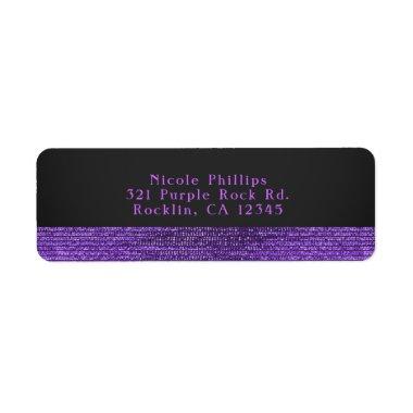 Purple Grey Modern Glam Sequins Party Invitations Label