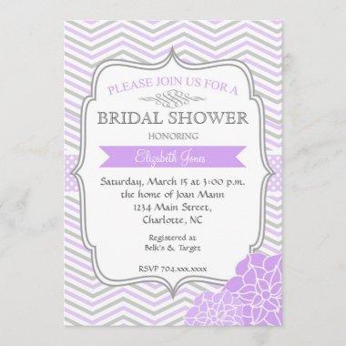 Purple & Grey Vintage Bridal shower Invitations