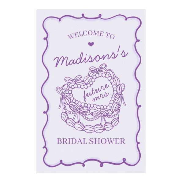Purple Heart Coquette Cake  Welcome Poster