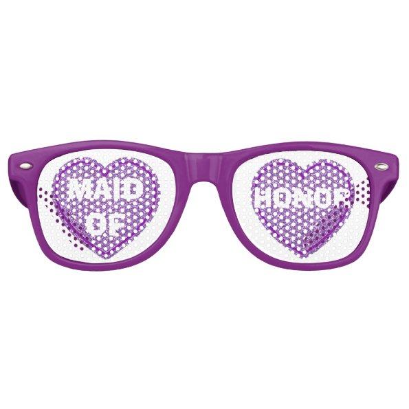 Purple Hearts Maid of Honor Party Eye Glasses