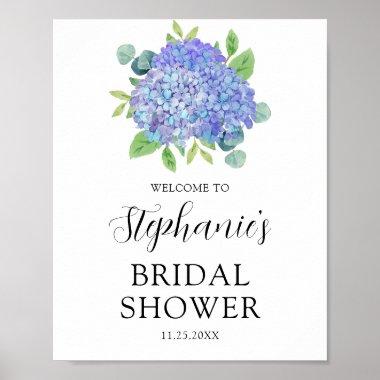 Purple Hydrangea Botanical Bridal Shower Welcome Poster