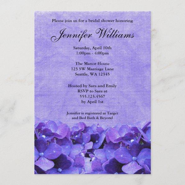 Purple Hydrangea Bridal Shower Invitations
