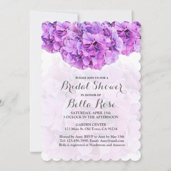 Purple Hydrangea Floral Bridal Shower Invitations