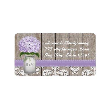 Purple Hydrangea Monogrammed Mason Jar Label