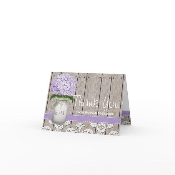 PURPLE Hydrangea Monogrammed Mason Jar THANK YOU