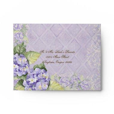 Purple Hydrangea Swirl - Wedding Matching Envelope
