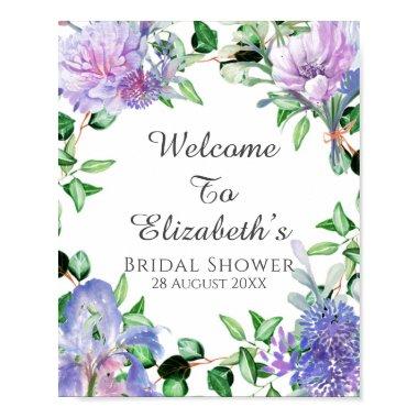 Purple Hydrangeas Iris Bridal Shower Welcome Sign