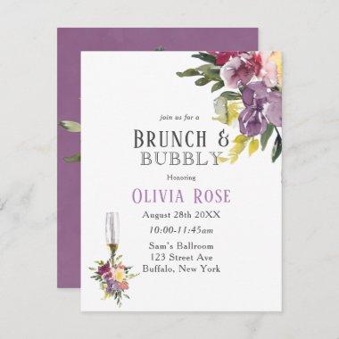 Purple Hydrangeas Peony Brunch & Bubbly Invitations