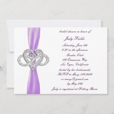Purple Infinity Heart Bridal Shower Invitations