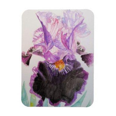 Purple Iris art Floral Flowers Watercolor Magnet