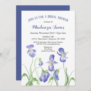 Purple Iris Bridal Shower Invitations Spring Floral