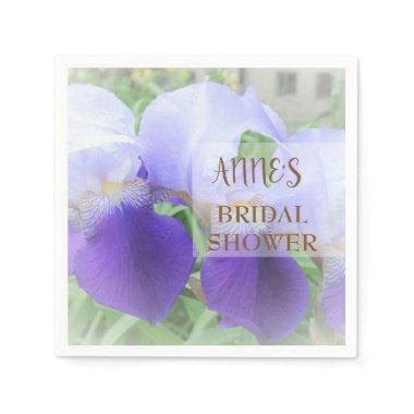 Purple Iris Flower Bridal Shower Paper Napkins