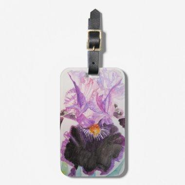 Purple Iris Flower Floral Watercolor Luggage Tag
