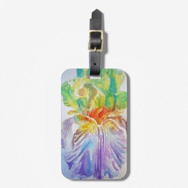 Purple Iris Flower Floral Watercolor Luggage Tag