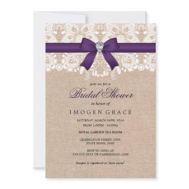 Purple Lace & Burlap Bridal Shower Invite