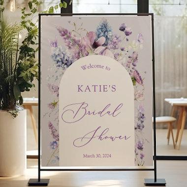 Purple + Lavender Flora Bridal Shower Welcome Sign