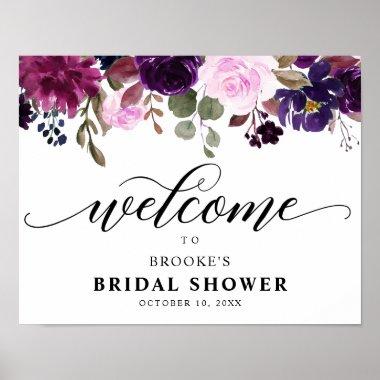 Purple Lavender Floral Boho Bridal shower welcome Poster