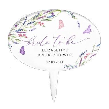 Purple Lavender Floral Bridal Shower Cake Toppers