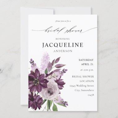 Purple & Lavender Floral Bridal Shower Invitations