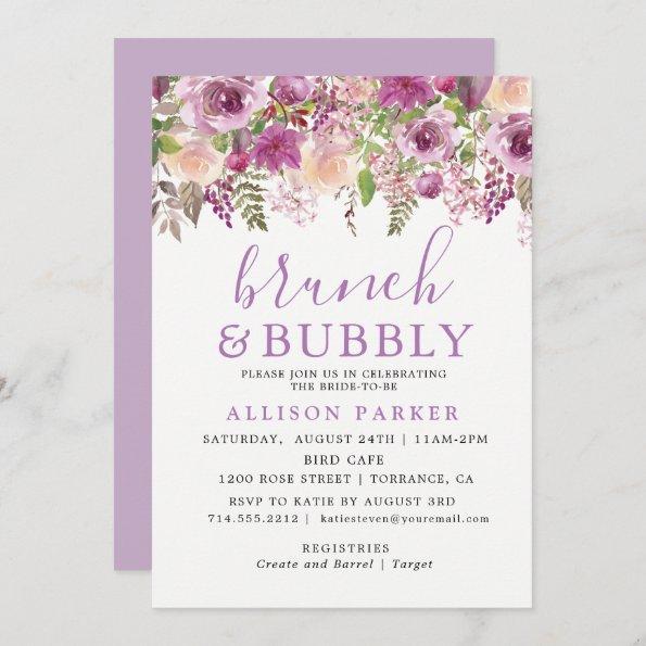Purple Lavender Floral Brunch & Bubbly Invitations