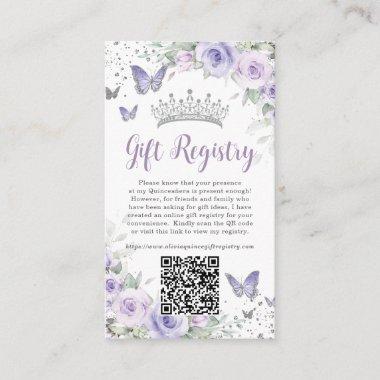 Purple Lavender Floral Quinceanera Gift Registry Enclosure Invitations