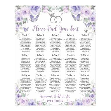 Purple Lavender Floral Wedding Rings Seating Chart
