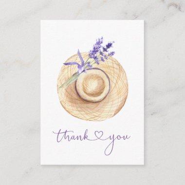 Purple Lavender Flowers Straw Hat Thank You Busin Enclosure Invitations