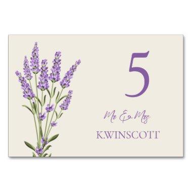 Purple Lavender Flowers Table Number Place Invitations