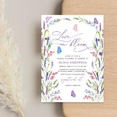 Purple Lavender Love in Bloom Bridal Shower Invit Invitations