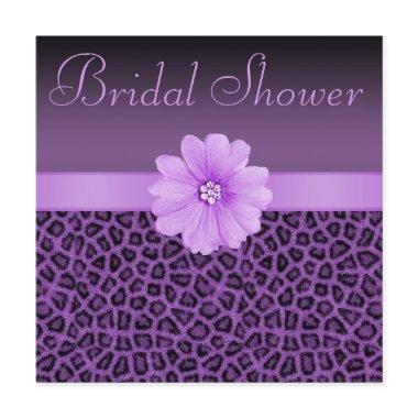 Purple Leopard Print & Bling Flower Bridal Shower Invitations