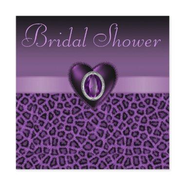 Purple Leopard Print & Bling Hearts