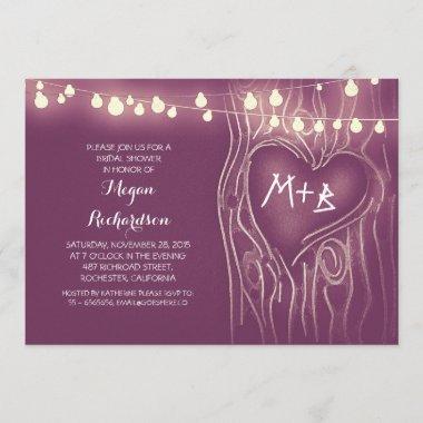 purple lights tree romantic bridal shower Invitations