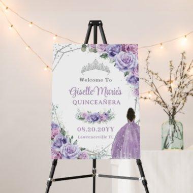 Purple Lilac Floral Rose Brown Girl QUINCEAÑERA Foam Board