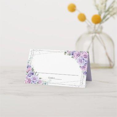Purple Lilac Floral Wedding Bridal Shower Quince Place Invitations