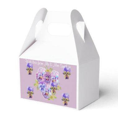 Purple Lilac Floral Wedding Cake Favor Boxes