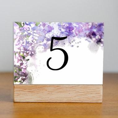 Purple Lilac Flowers Watercolor Table Numbers