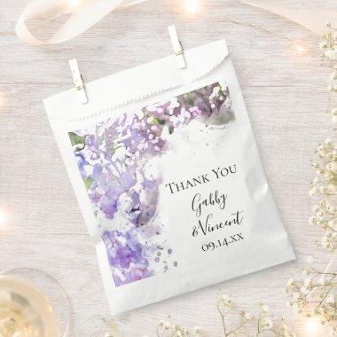 Purple Lilac Flowers Watercolor Wedding Favor Bag
