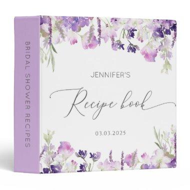 Purple lilac lavender  Recipe Book 3 Ring Binder