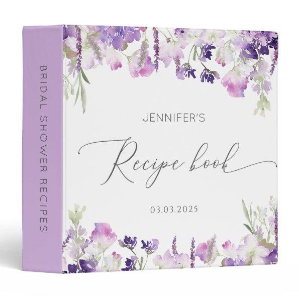 Purple lilac lavender  Recipe Book 3 Ring Binder