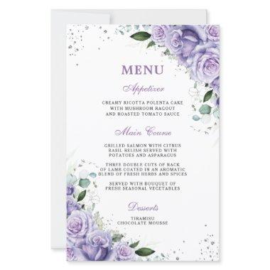 Purple Lilac Lavender Floral Wedding Bridal Menu