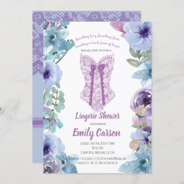 Purple lingerie shower. Elegant bridal party Invitations