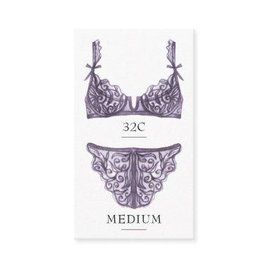 Purple Lingerie Size Insert Card