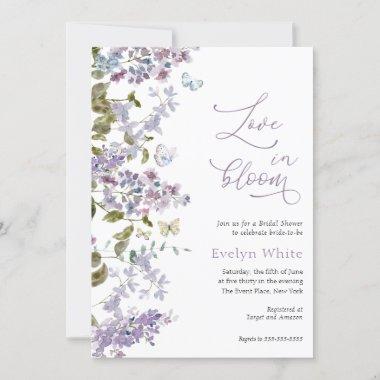 Purple Love In Bloom Bridal Shower Invitations