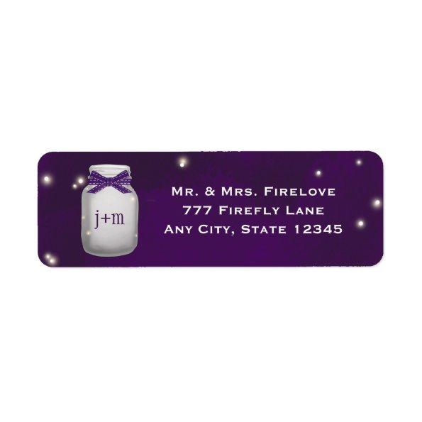Purple Mason Jar with Fireflies Return Address Label