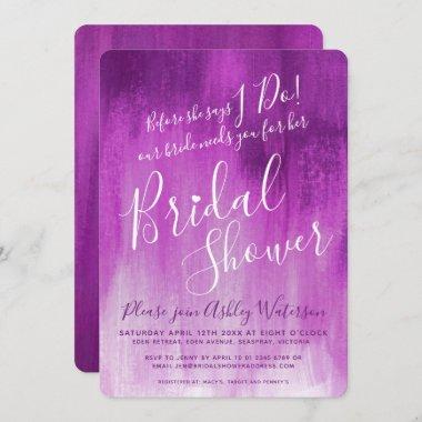 Purple mauve art bridal shower invites
