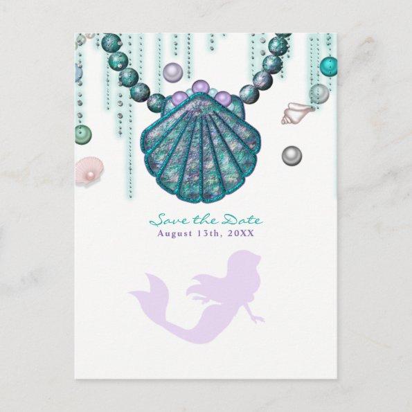 Purple Mermaid Beach Bling Save the Date Party Announcement PostInvitations