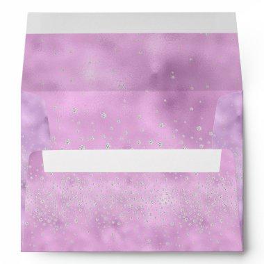Purple Metallic Glitter Chic Modern Elegant Envelope